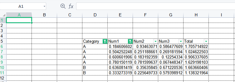 resulted sheet auto filter range in wps spreadsheet