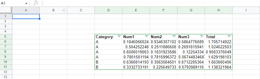 resulted sheet auto filter range